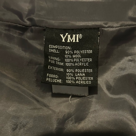 Women’s Pea Coat Size Medium Gray and White Plaid - Picture 5 of 6